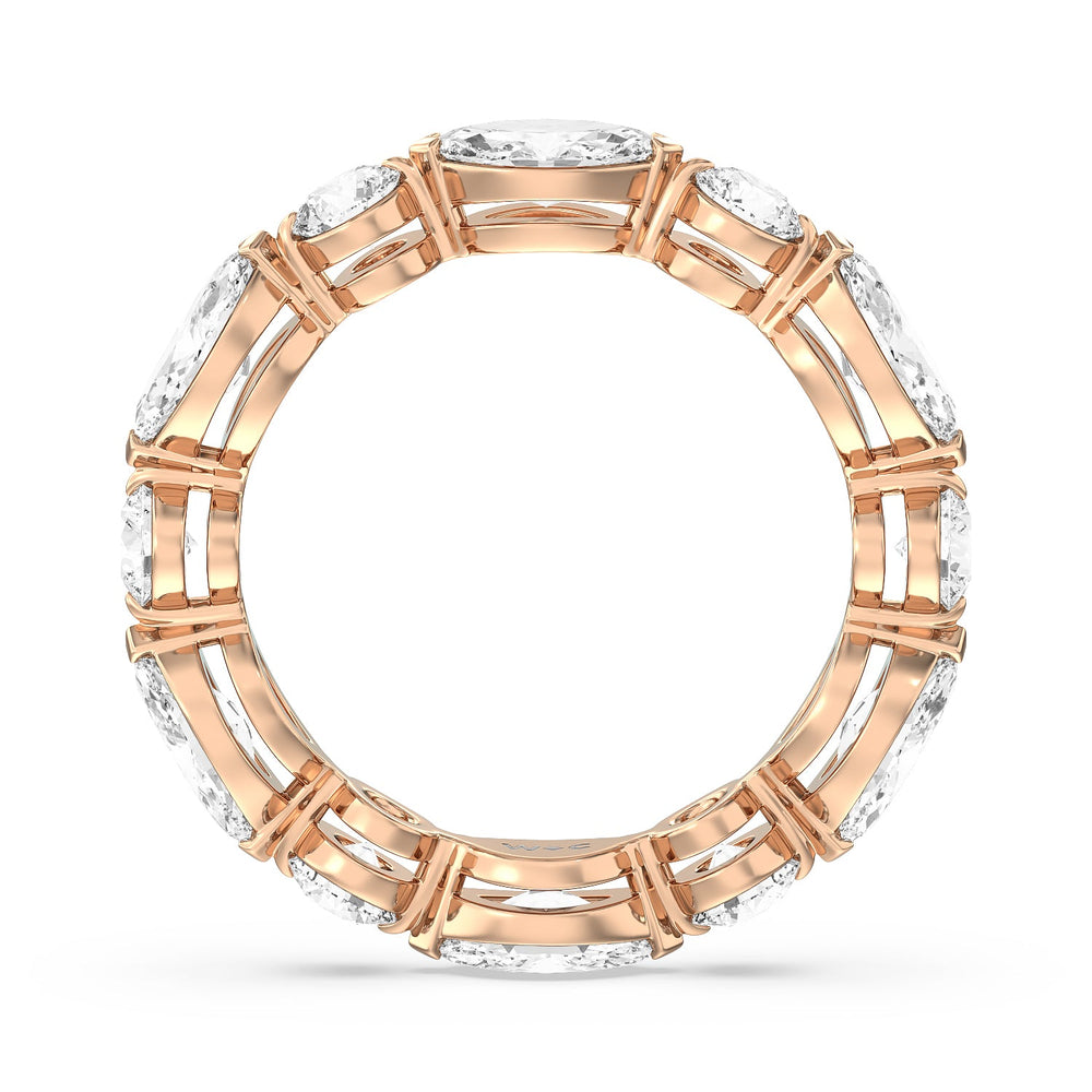 East-West Marquise and Round Eternity Ring with 18KT Rose Gold / Natural / 4 Cut Diamond in 14KT Rose Gold / Natural / 4 view 3
