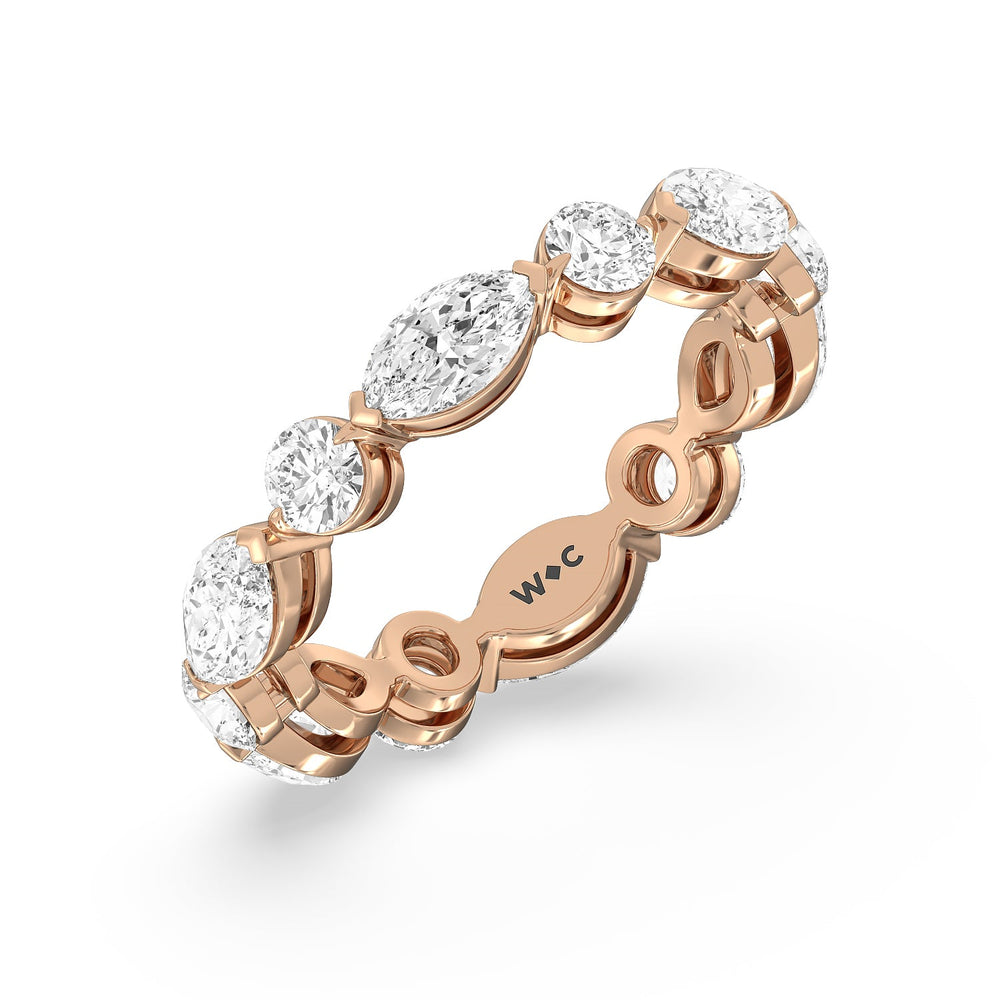 East-West Marquise and Round Eternity Ring with 18KT Rose Gold / Natural / 4 Cut Diamond in 14KT Rose Gold / Natural / 4 view 2
