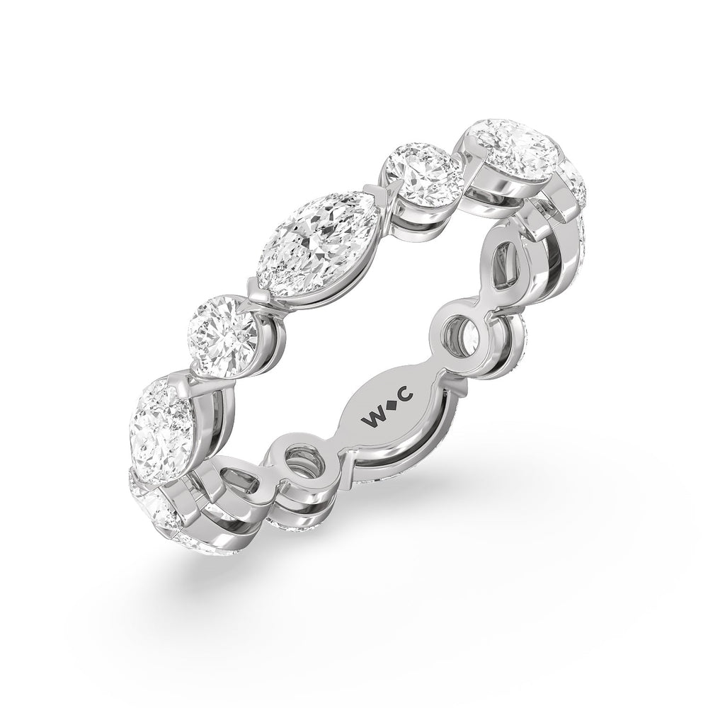 East-West Marquise and Round Eternity Ring with Platinum / Natural / 4 Cut Diamond in 14KT Platinum / Natural / 4 view 2
