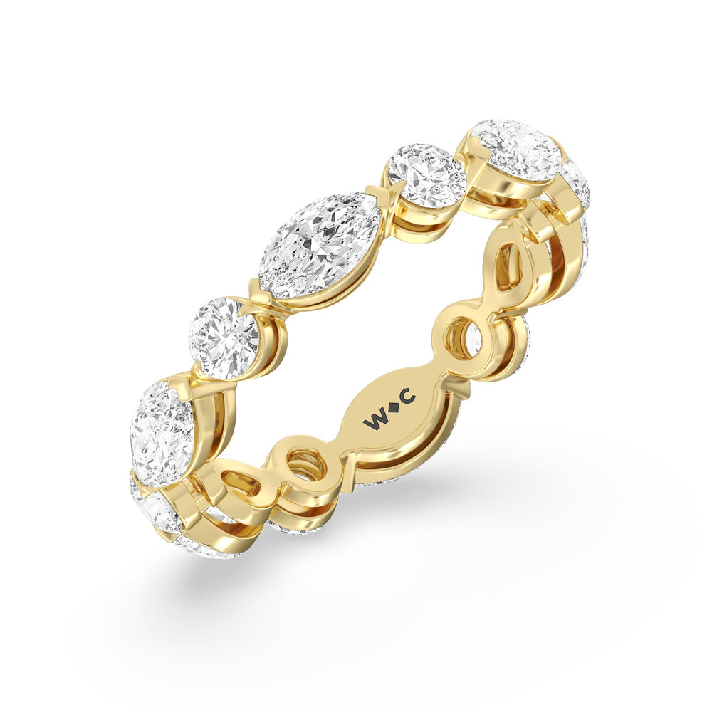 East-West Marquise and Round Eternity Ring with 18KT Yellow Gold / Natural / 4 Cut Diamond in 14KT Yellow Gold / Natural / 4 view 2
