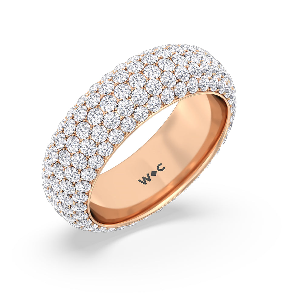 Elegance Wide Dome Eternity Ring with 18KT Rose Gold / Lab / 4 Cut Diamond in 14KT Rose Gold / Lab / 4 view 3
