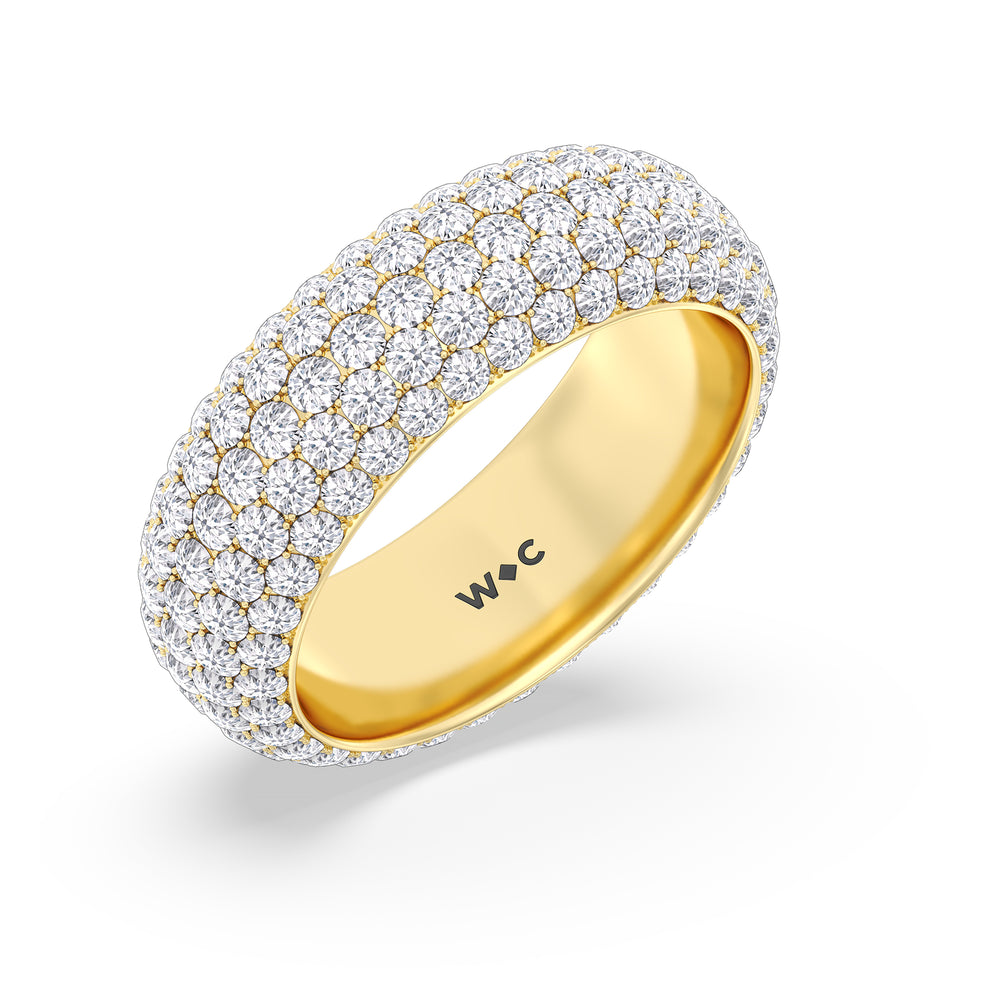Elegance Wide Dome Eternity Ring with 18KT Yellow Gold / Lab / 4 Cut Diamond in 14KT Yellow Gold / Lab / 4 view 3
