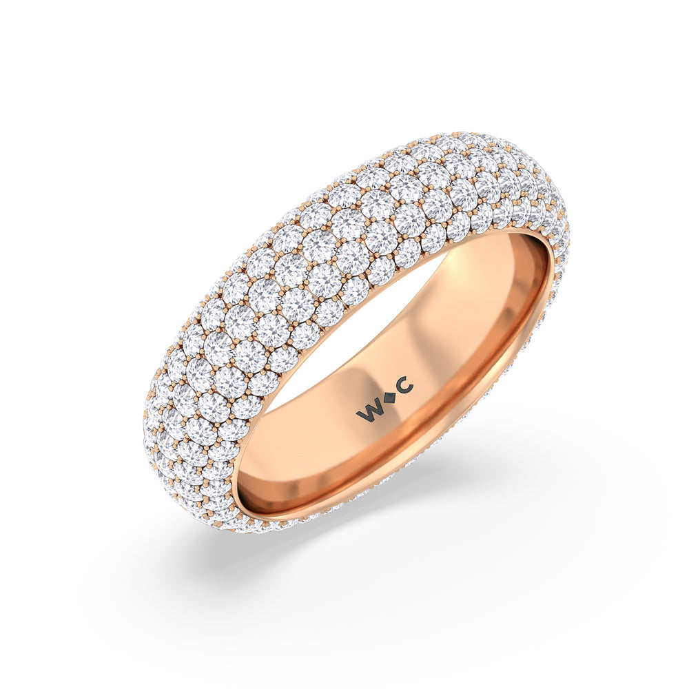 Elegance Bold Dome Eternity Ring with 18KT Rose Gold / Lab / 3 Cut Diamond in 14KT Rose Gold / Lab / 3 view 3
