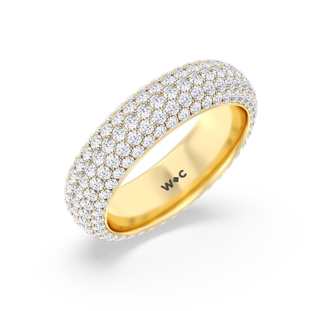 Elegance Bold Dome Eternity Ring with 18KT Yellow Gold / Lab / 3 Cut Diamond in 14KT Yellow Gold / Lab / 3 view 3
