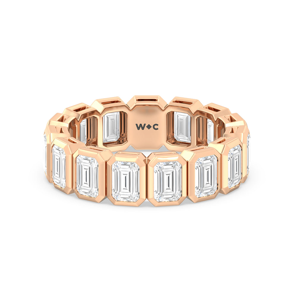 Emerald Bezel Eternity Ring with 18KT Rose Gold / Lab / 5 Cut Diamond in 14KT Rose Gold / Lab / 5 view 1
