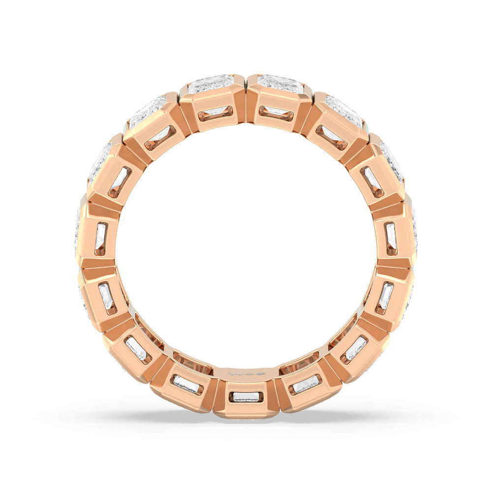 Emerald Bezel Eternity Ring with 18KT Rose Gold / Lab / 5 Cut Diamond in 14KT Rose Gold / Lab / 5 view 2
