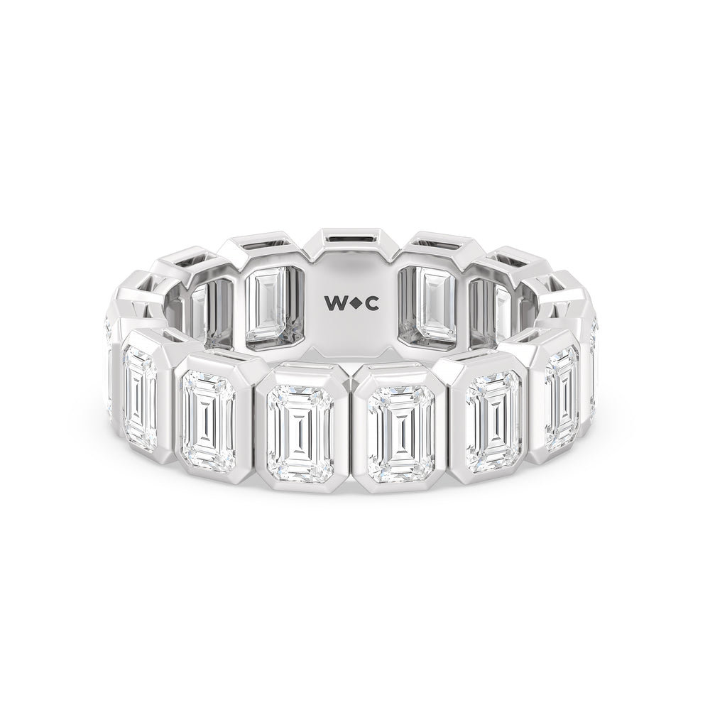 Emerald Bezel Eternity Ring with Platinum / Lab / 5 Cut Diamond in 14KT Platinum / Lab / 5 view 1
