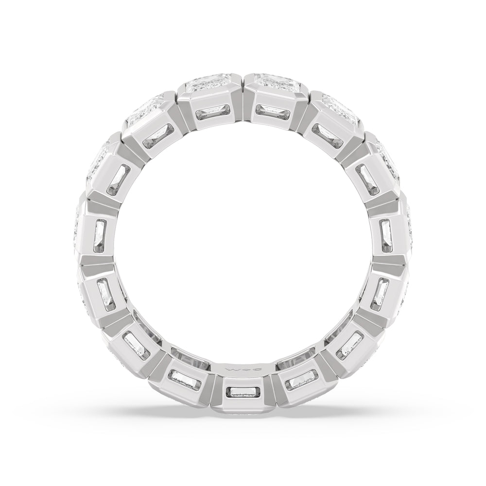 Emerald Bezel Eternity Ring with Platinum / Lab / 5 Cut Diamond in 14KT Platinum / Lab / 5 view 2
