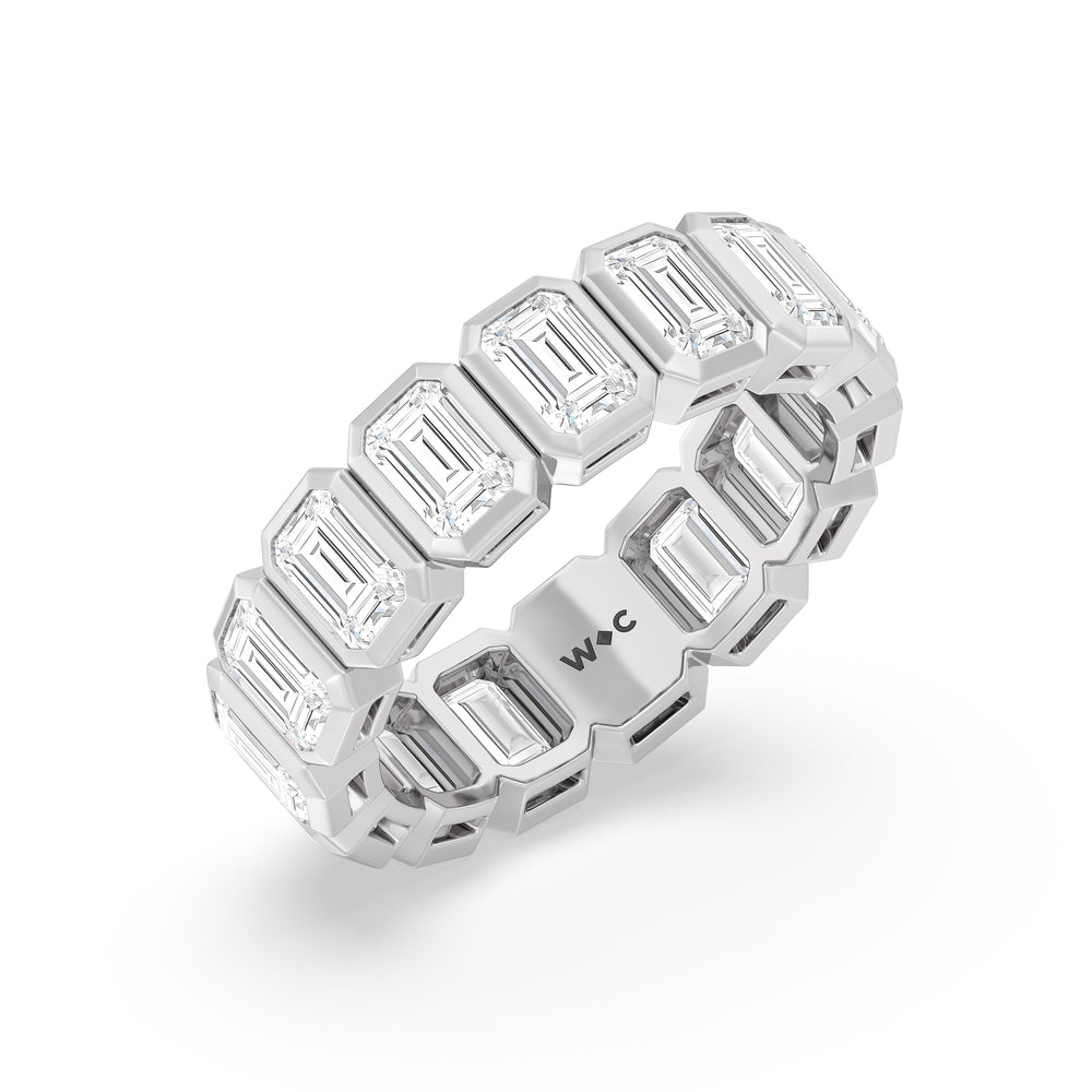 Emerald Bezel Eternity Ring with Platinum / Lab / 5 Cut Diamond in 14KT Platinum / Lab / 5 view 3
