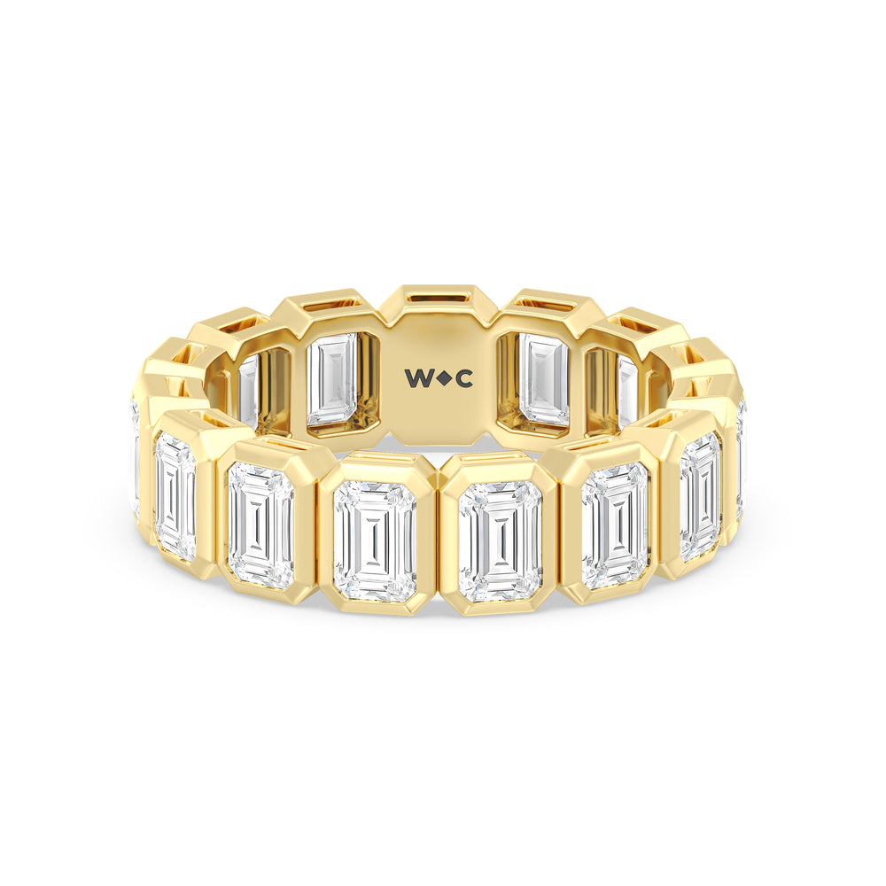 Emerald Bezel Eternity Ring with 18KT Yellow Gold / Lab / 5 Cut Diamond in 14KT Yellow Gold / Lab / 5 view 1
