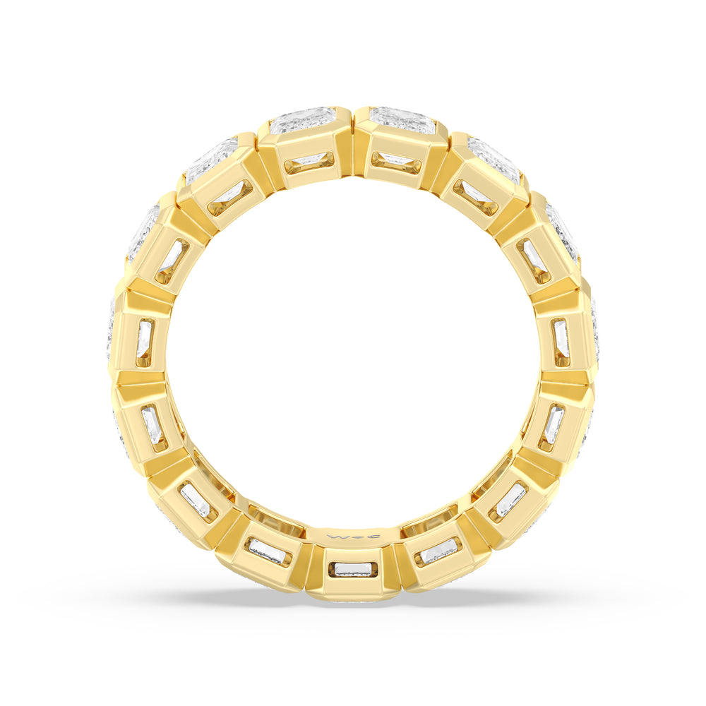 Emerald Bezel Eternity Ring with 18KT Yellow Gold / Lab / 5 Cut Diamond in 14KT Yellow Gold / Lab / 5 view 2
