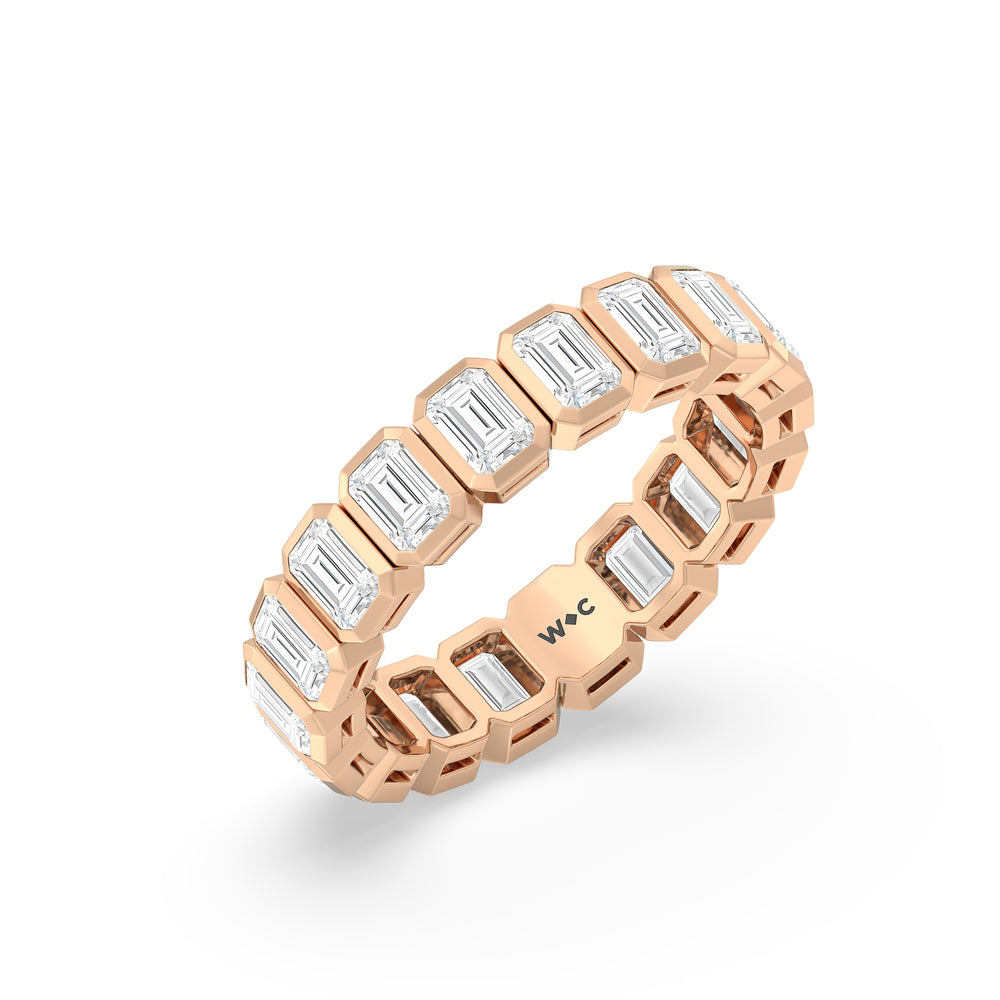 Emerald Bezel Eternity Ring with 18KT Rose Gold / Lab / 3 Cut Diamond in 14KT Rose Gold / Lab / 3 view 3
