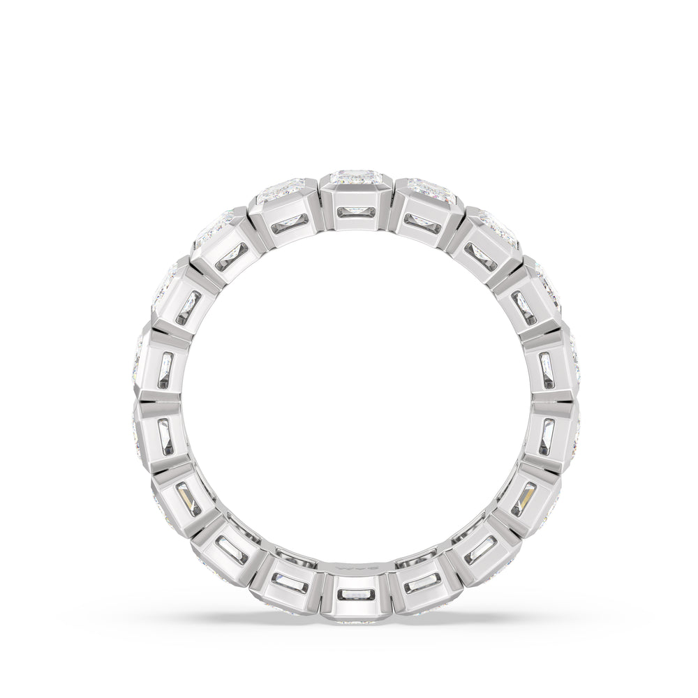 Emerald Bezel Eternity Ring with Platinum / Lab / 3 Cut Diamond in 14KT Platinum / Lab / 3 view 2
