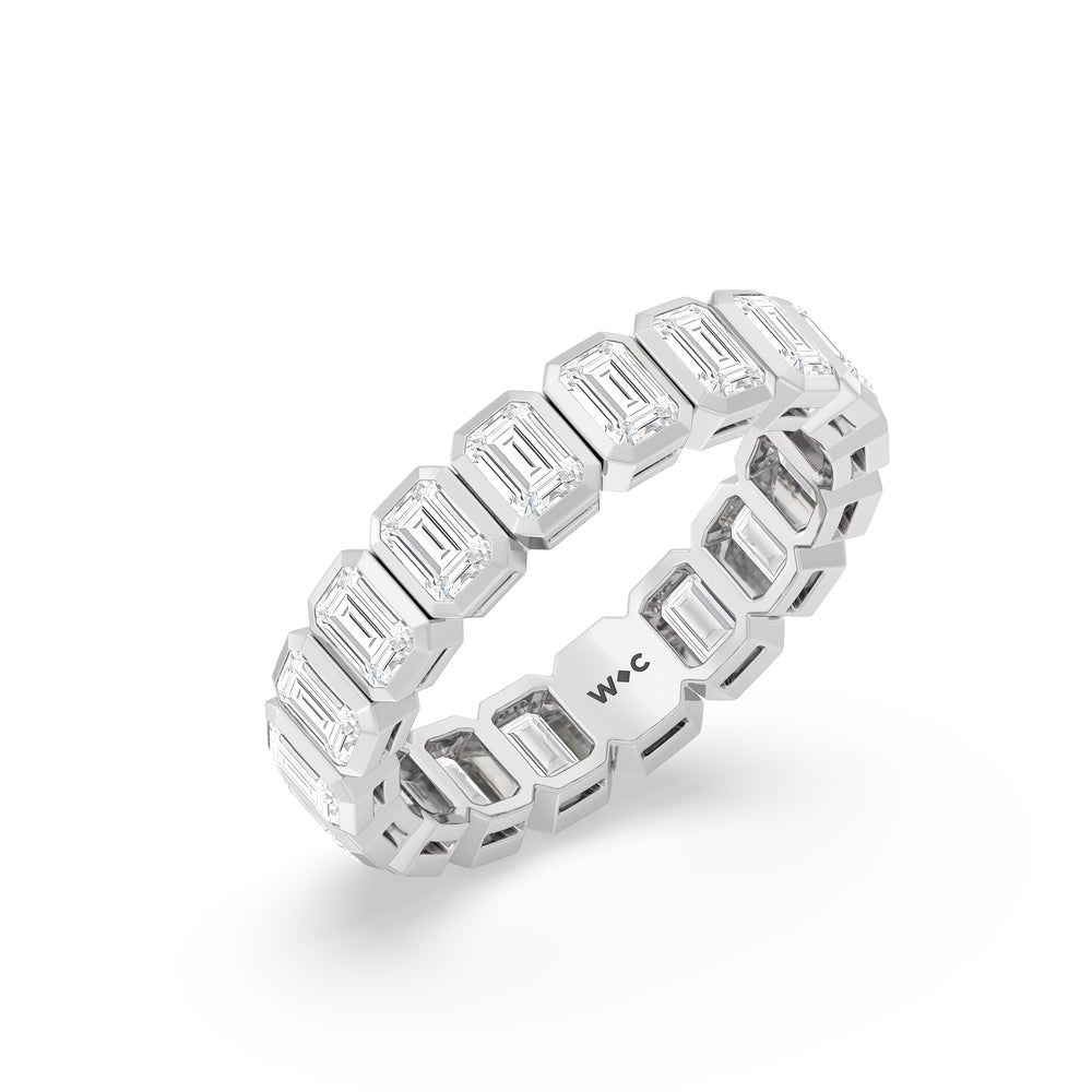 Emerald Bezel Eternity Ring with Platinum / Lab / 3 Cut Diamond in 14KT Platinum / Lab / 3 view 3
