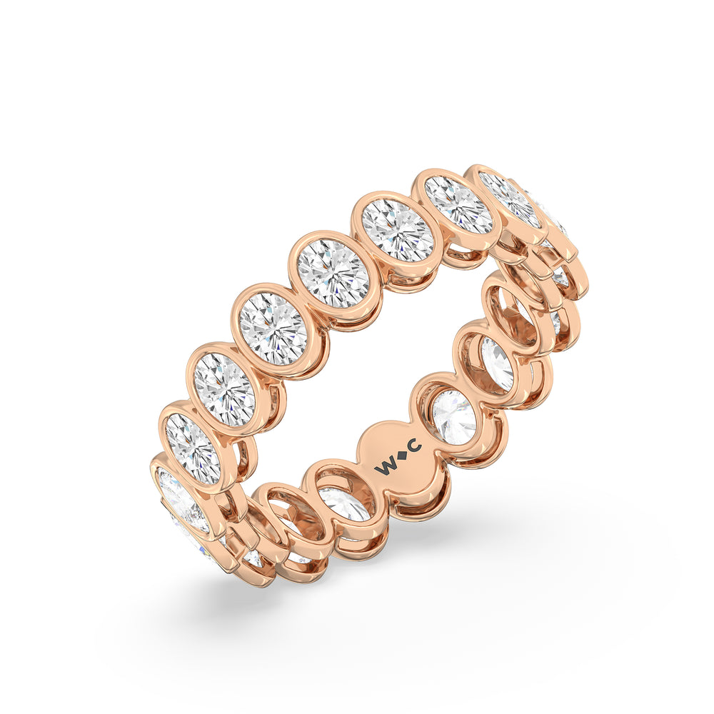 Oval Bezel Eternity Ring with 18KT Rose Gold / Lab / 3 Cut Diamond in 14KT Rose Gold / Lab / 3 view 3
