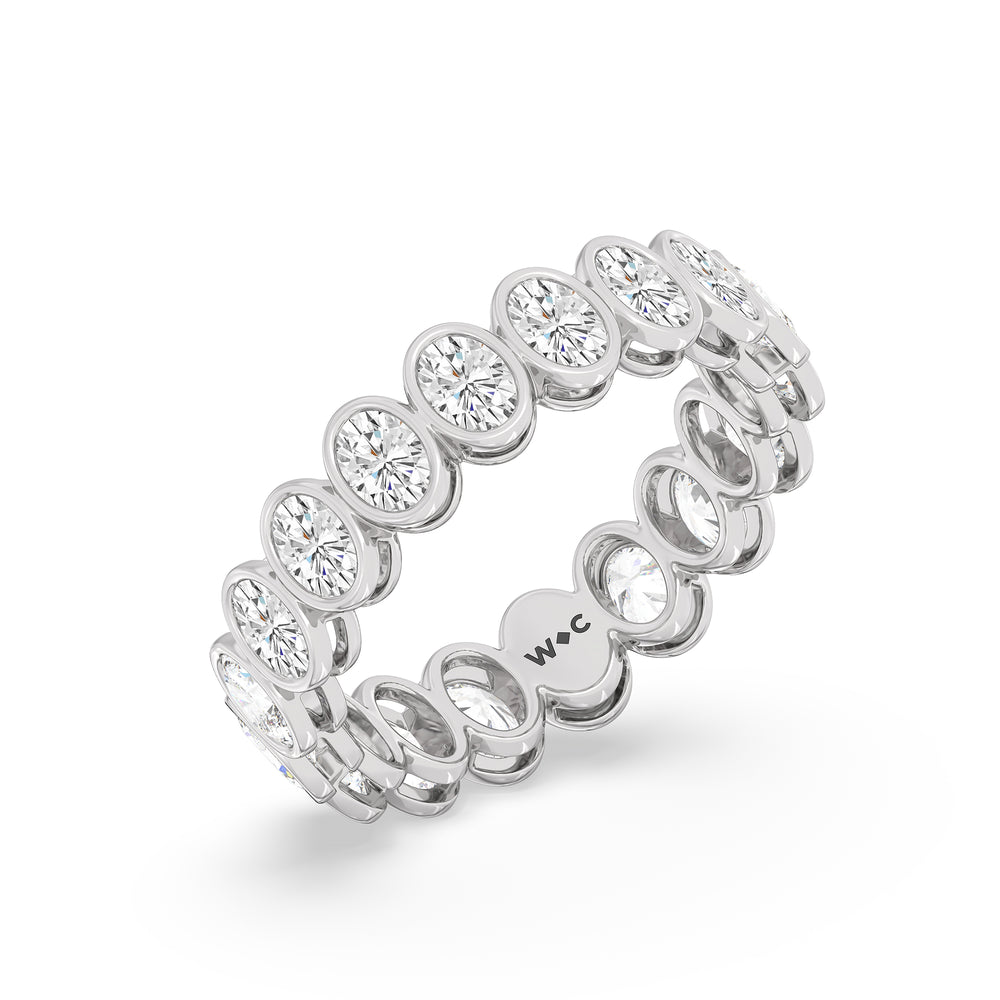 Oval Bezel Eternity Ring with Platinum / Lab / 3 Cut Diamond in 14KT Platinum / Lab / 3 view 3
