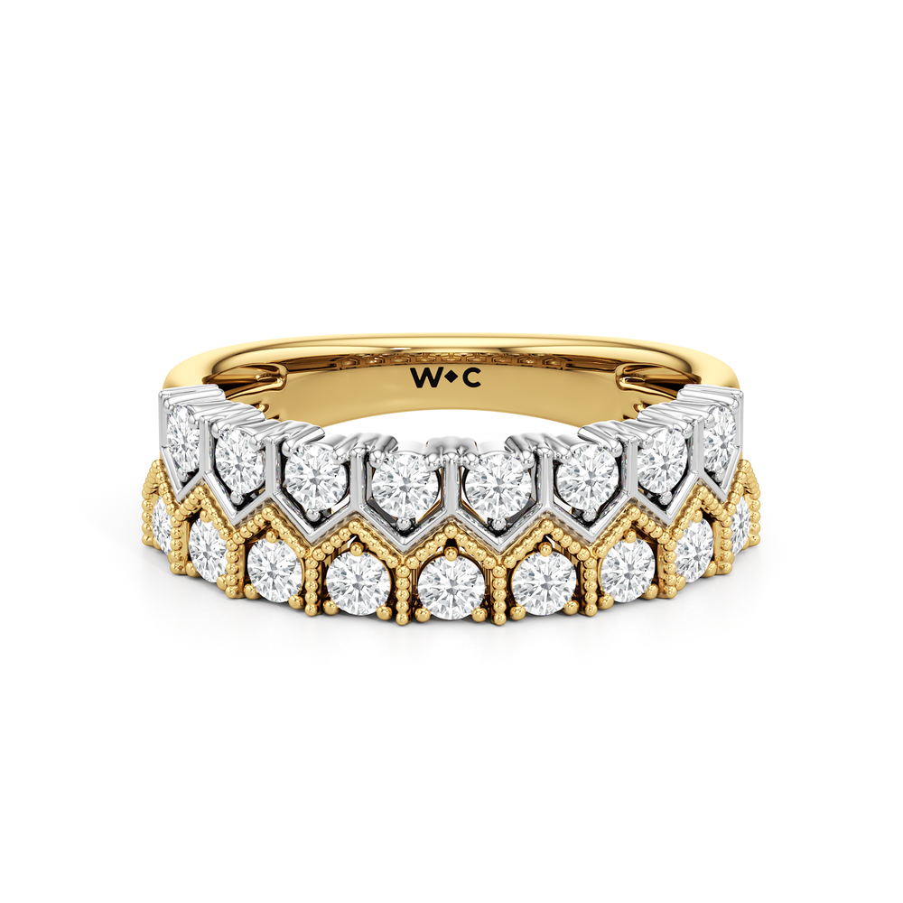 The LeVeque Ring with Mar Cut Diamond in 14KT White & Yellow Gold / Lab / 04 view 2
