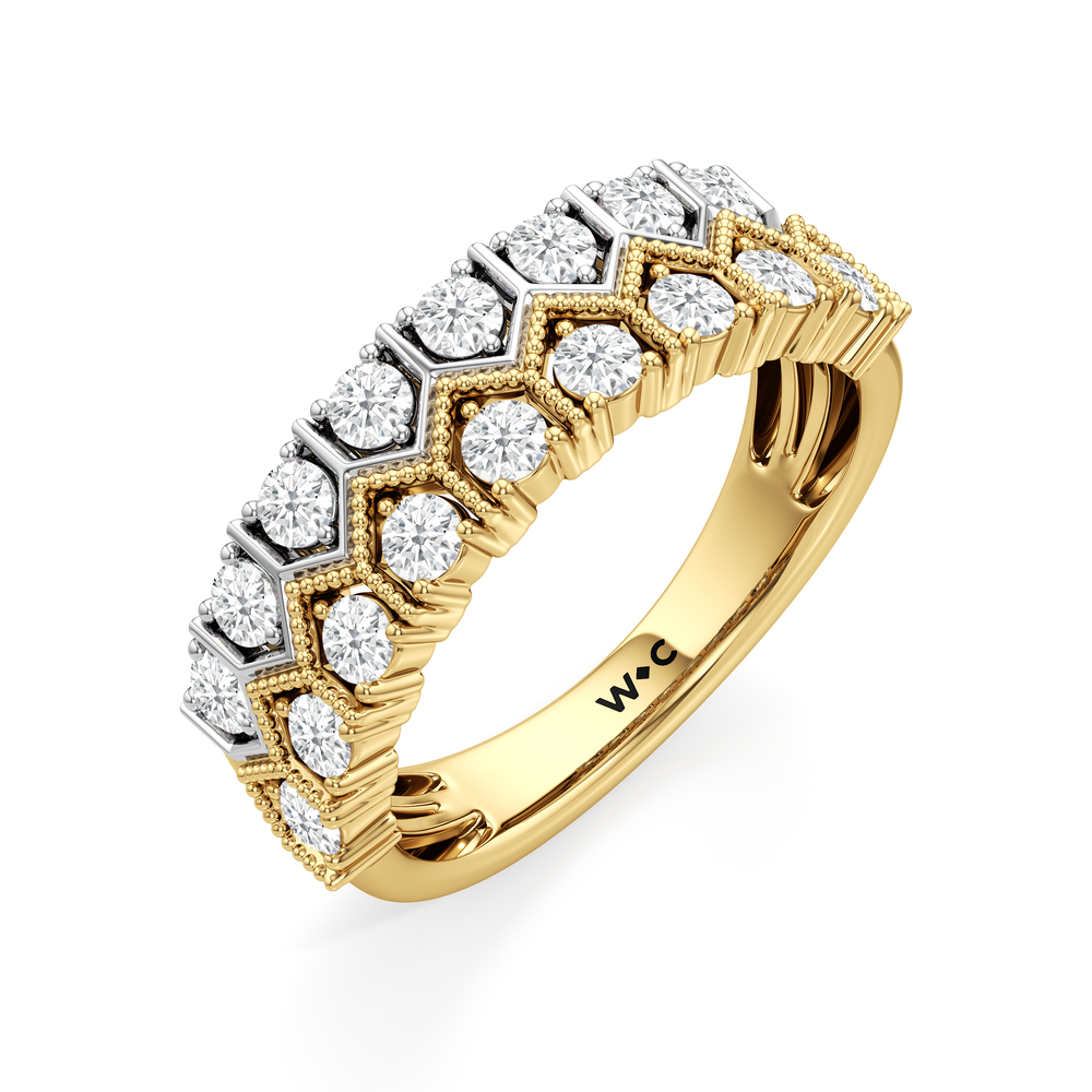 The LeVeque Ring with 18KT White & Yellow Gold / Lab / 3/4 Cut Diamond in 14KT White & Yellow Gold / Lab / 3/4 view 4
