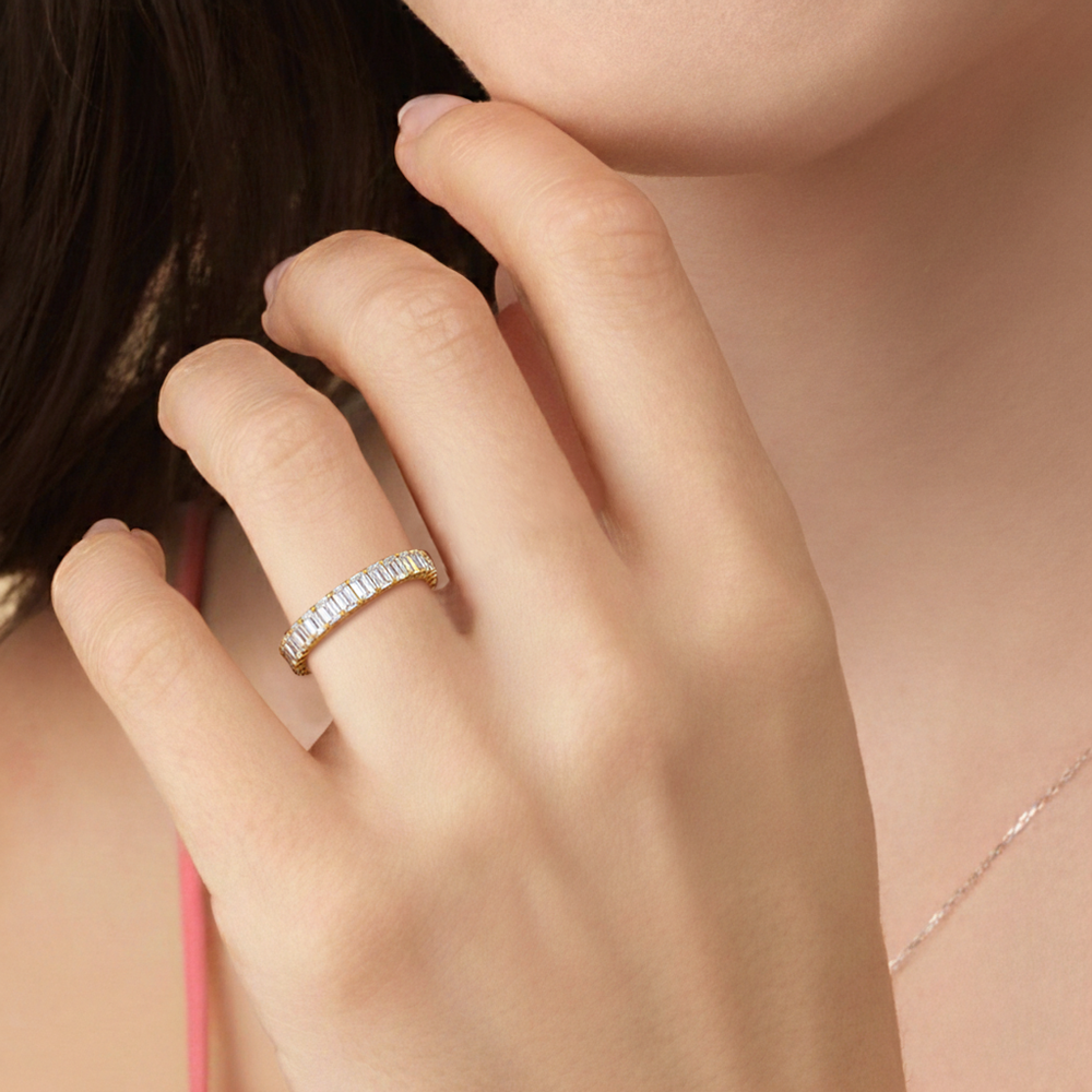 Gemini Half & Half Eternity Band (F/G SI+) with Platinum / Lab / 3 Cut Diamond in 14KT Platinum / Lab / 3 view 3
