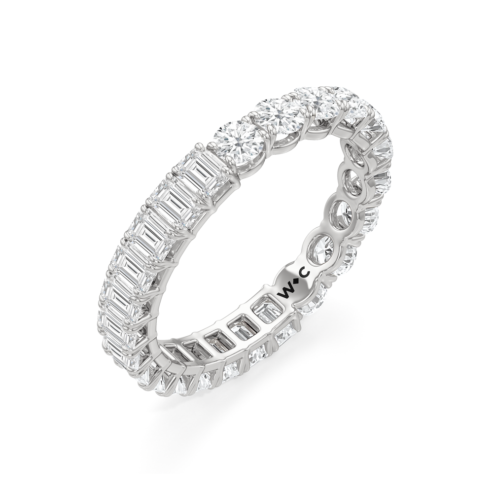 Gemini Half & Half Eternity Band (F/G SI+) with Platinum / Lab / 3 Cut Diamond in 14KT Platinum / Lab / 3 view 5
