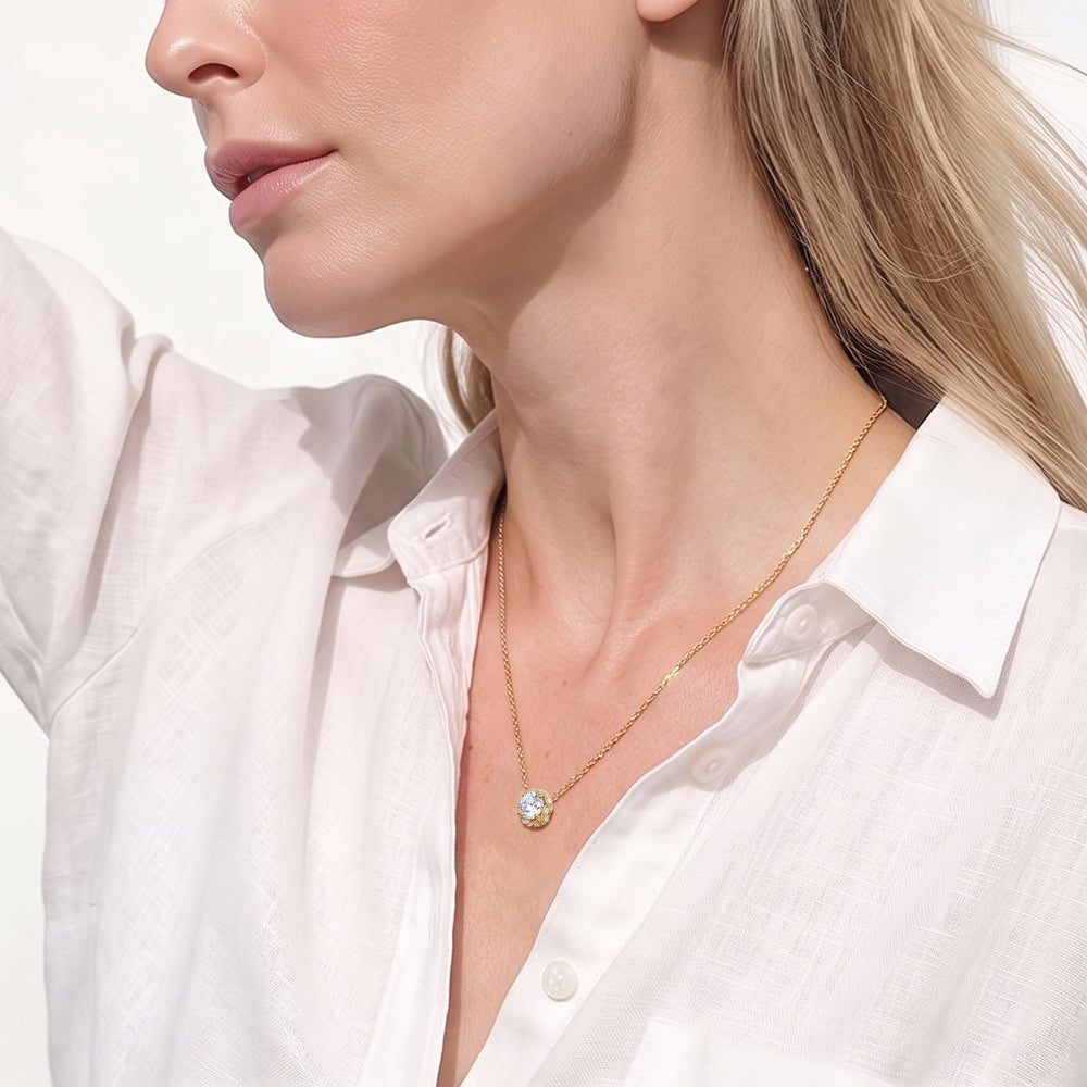 The Roosevelt Grand Necklace with 14KT White Gold / Lab / 2 3/8 Cut Diamond in 14KT White Gold / Lab / 2 3/8 view 2
