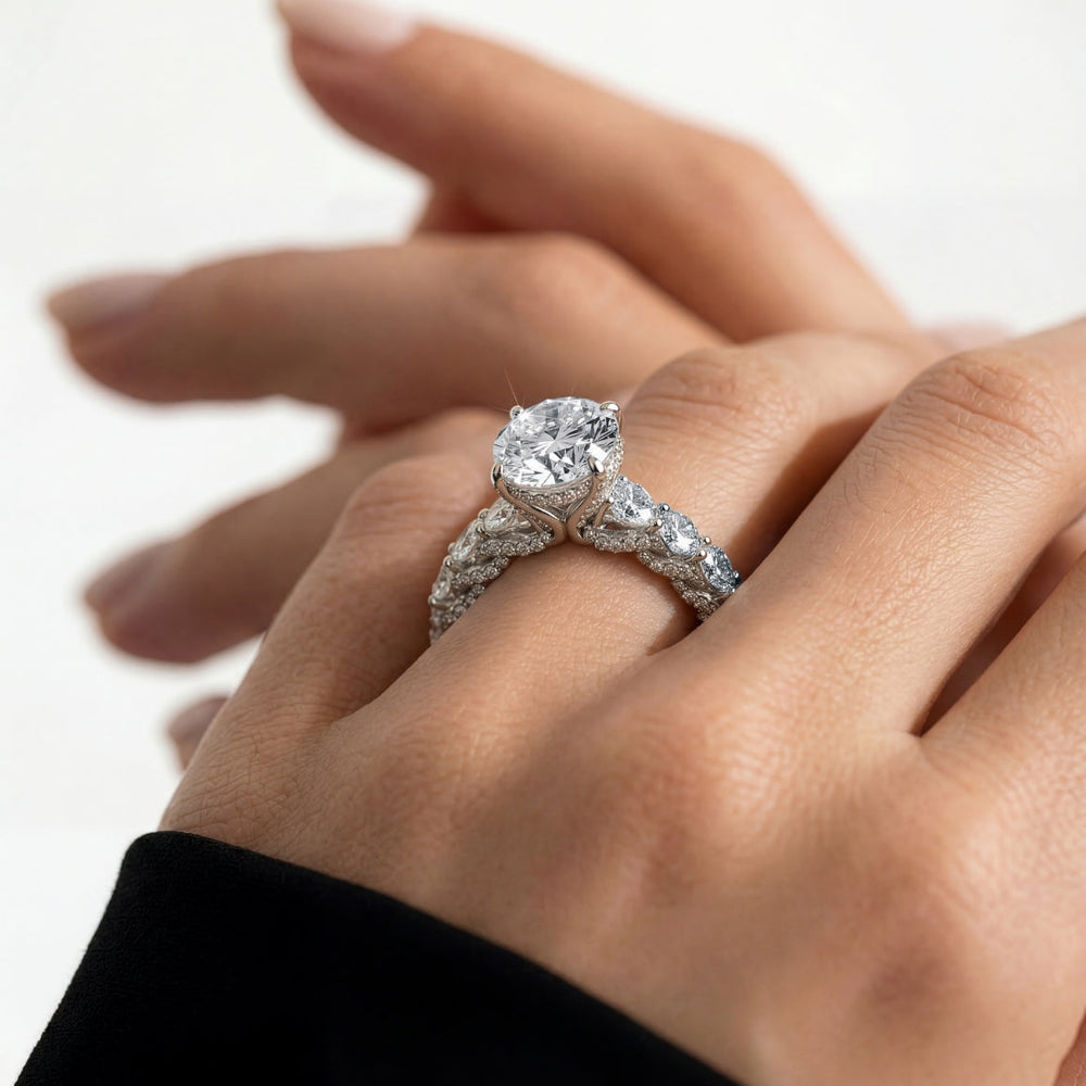 Pear Cut The Roosevelt Ring with Lab Grown Diamond in 14KT Rose Gold view 3
