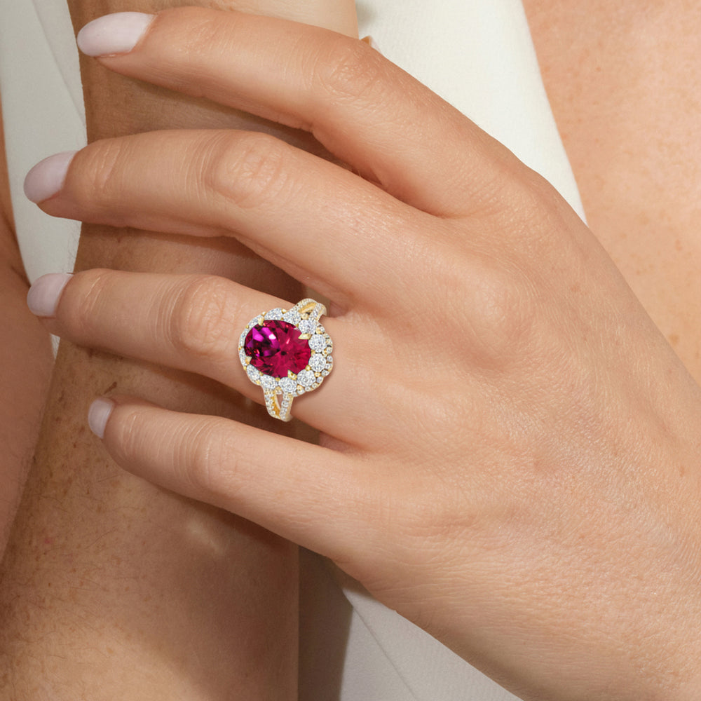 The Esmer Ring with Created Ruby Cut Diamond in 14KT Rose Gold view 4
