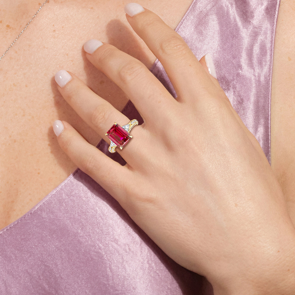 The Viridienne Ring with Created Ruby Cut Diamond in 14KT Platinum view 4
