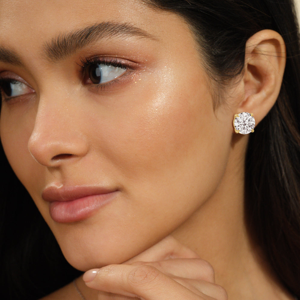 Certified Luxe Four Prong Lab Diamond Stud Earrings (IGI G+ VS+) with 14KT White Gold / Lab / 20 Cut Diamond in 14KT White Gold / Lab / 20 view 2
