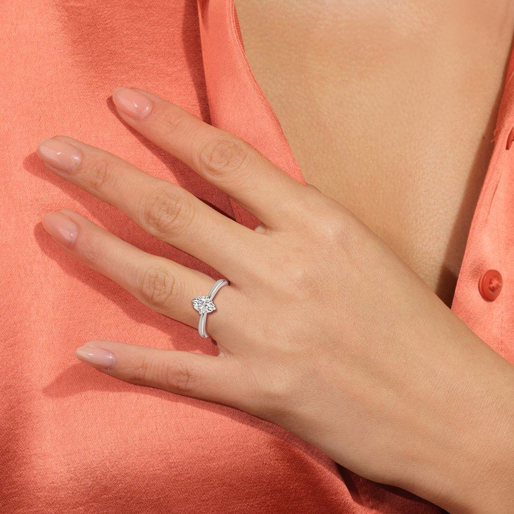 The Quinn Engagement Ring with Oval Cut Diamond in 14KT Rose Gold view 4
