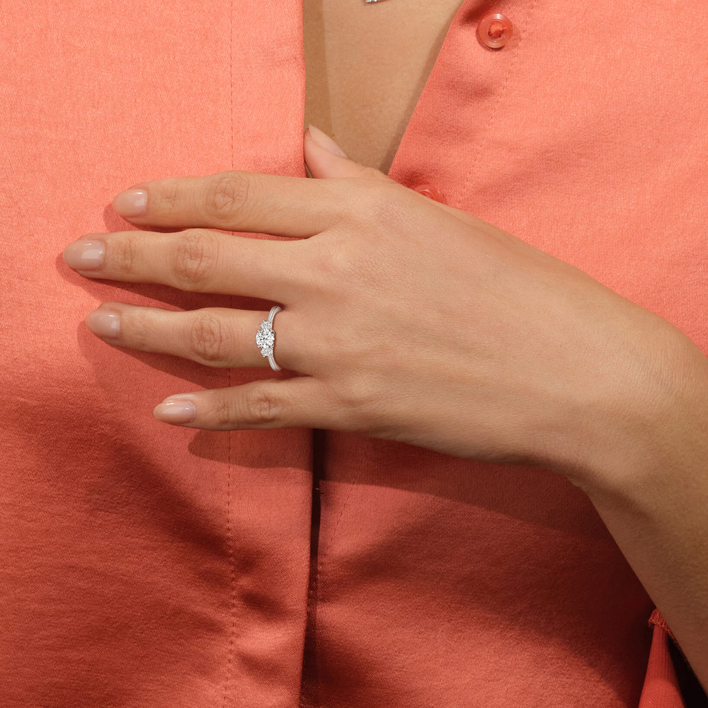 The Poppy Engagement Ring with Oval Cut Diamond in 14KT Rose Gold view 4
