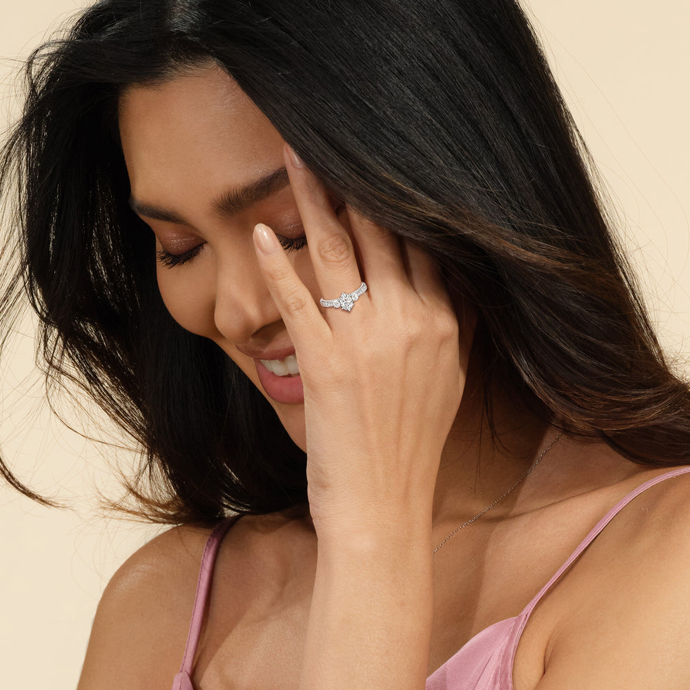 The Miriam Engagement Ring with Oval Cut Diamond in 14KT Rose Gold view 5
