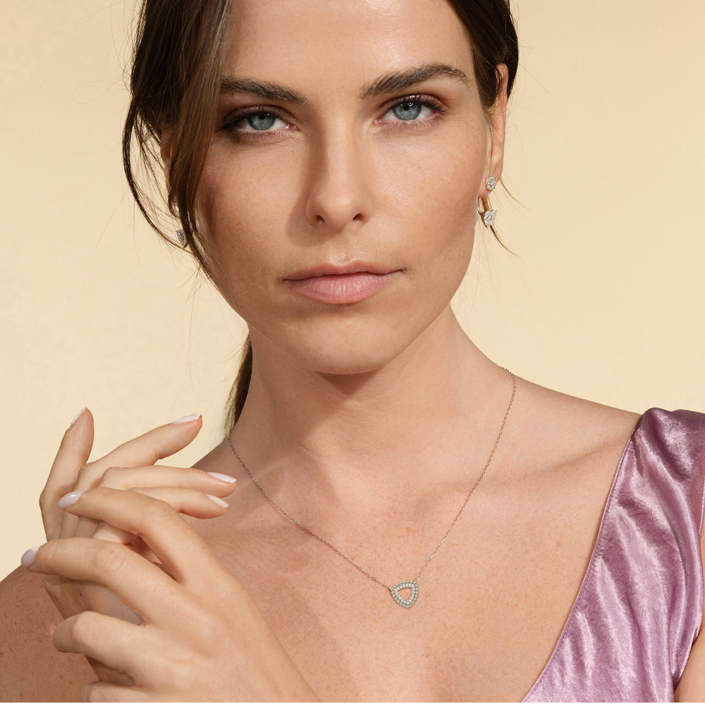 Triangle Shape Beads and Pave Diamond Necklace with 14KT Rose Gold / Lab / 1/6 Cut Diamond in 14KT Rose Gold / Lab / 1/6 view 3
