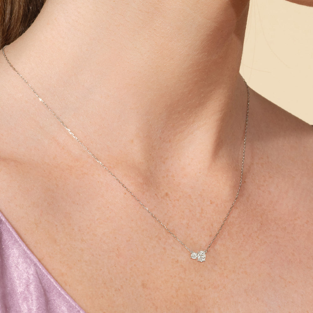 Duet Oval Necklace with 14KT White Gold / Lab / 1 Cut Diamond in 14KT White Gold / Lab / 1 view 2
