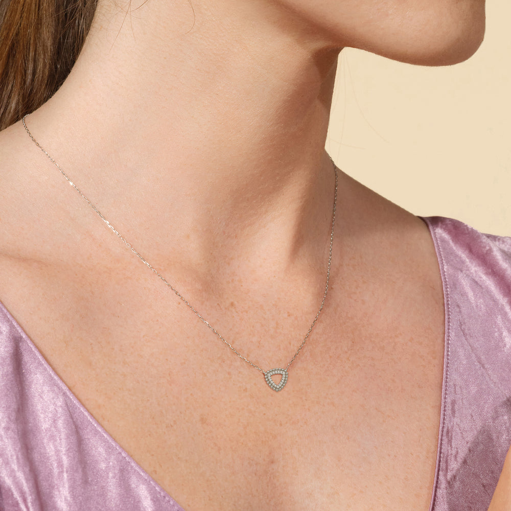 Triangle Shape Beads and Pave Diamond Necklace with 14KT Yellow Gold / Lab / 1/6 Cut Diamond in 14KT Yellow Gold / Lab / 1/6 view 2
