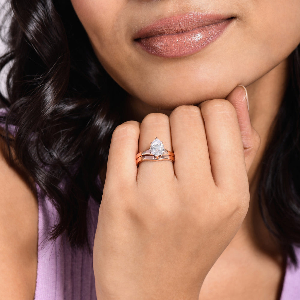 Model Wearing Widening Solitaire Engagement Ring view