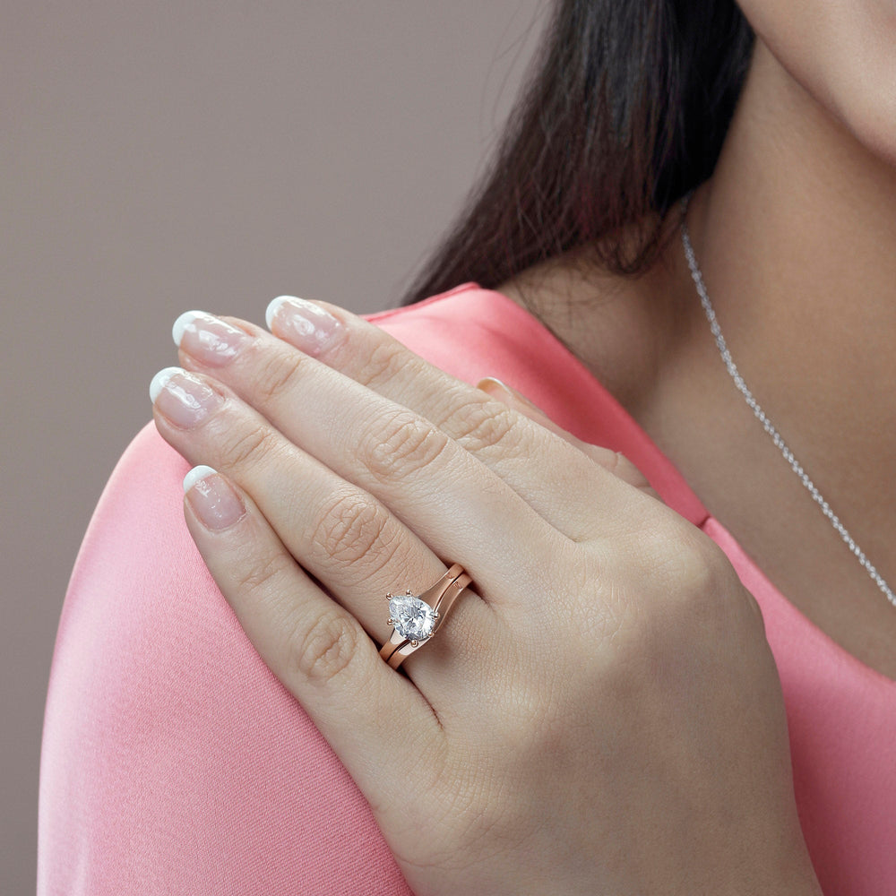 Model Wearing Widening Solitaire Engagement Ring view