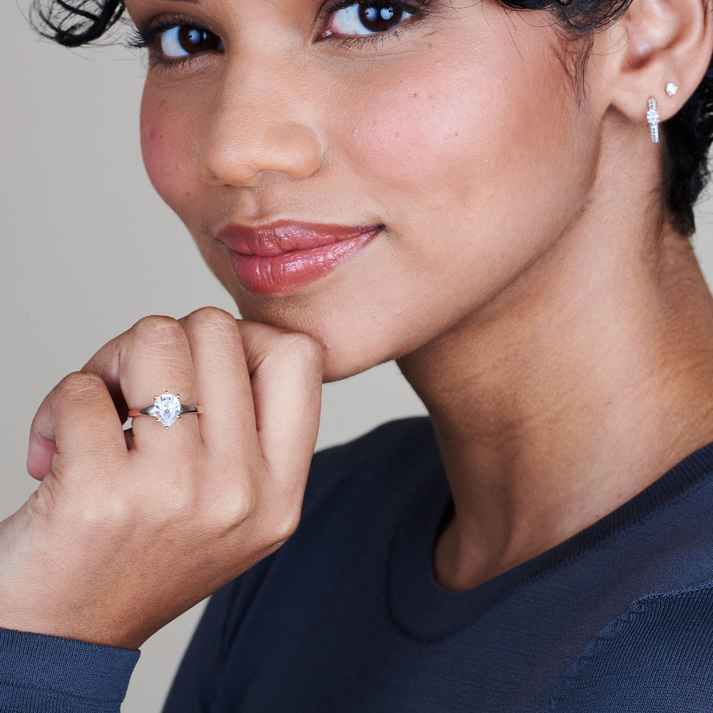Model Wearing Widening Solitaire Engagement Ring view