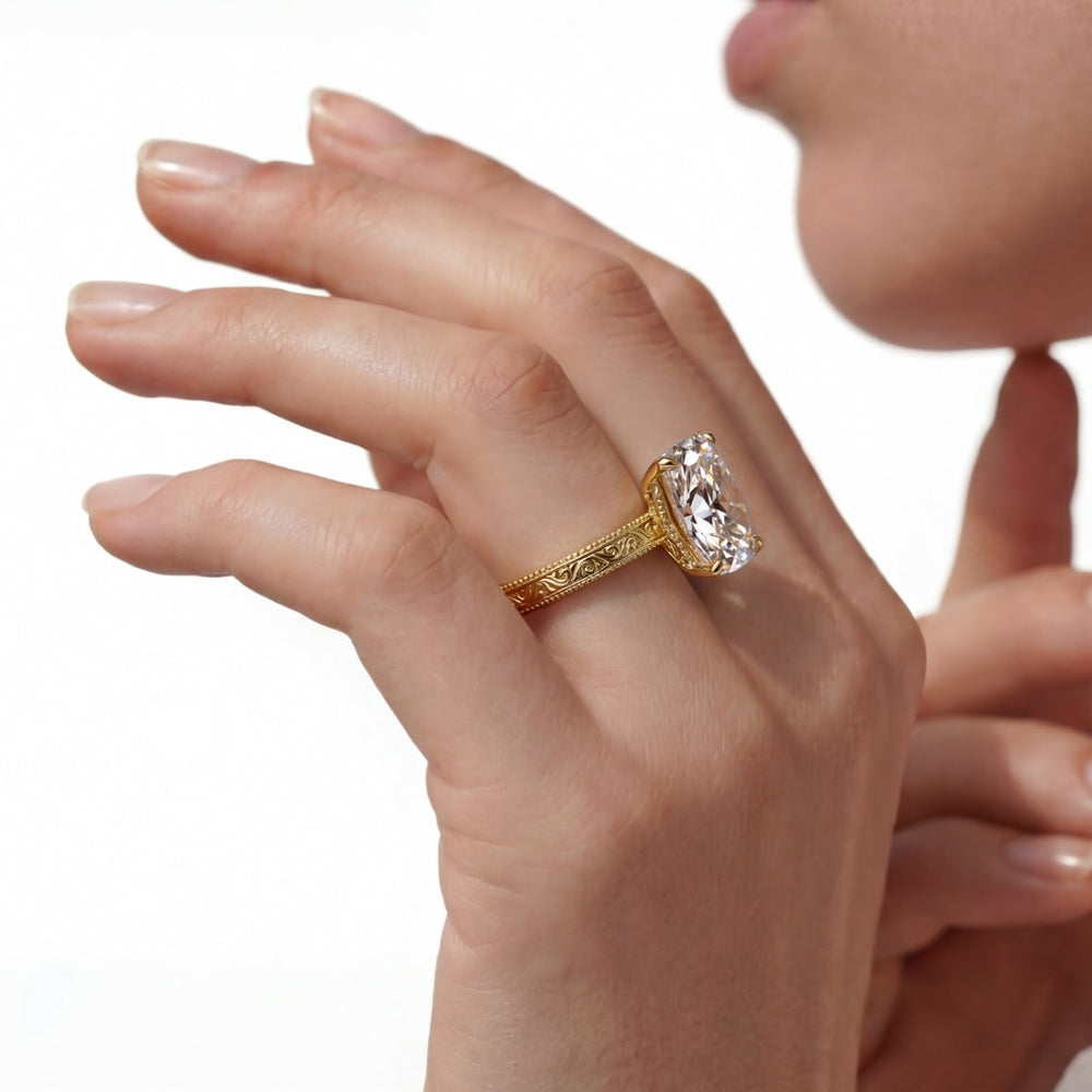 The Seraphine Ring with Oval Cut Diamond in 14KT Yellow Gold view 3
