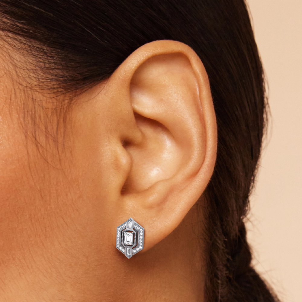 The Wiltern Earrings with 18KT Yellow Gold / Lab / 1 1/10 Cut Diamond in 14KT Yellow Gold / Lab / 1 1/10 view 4
