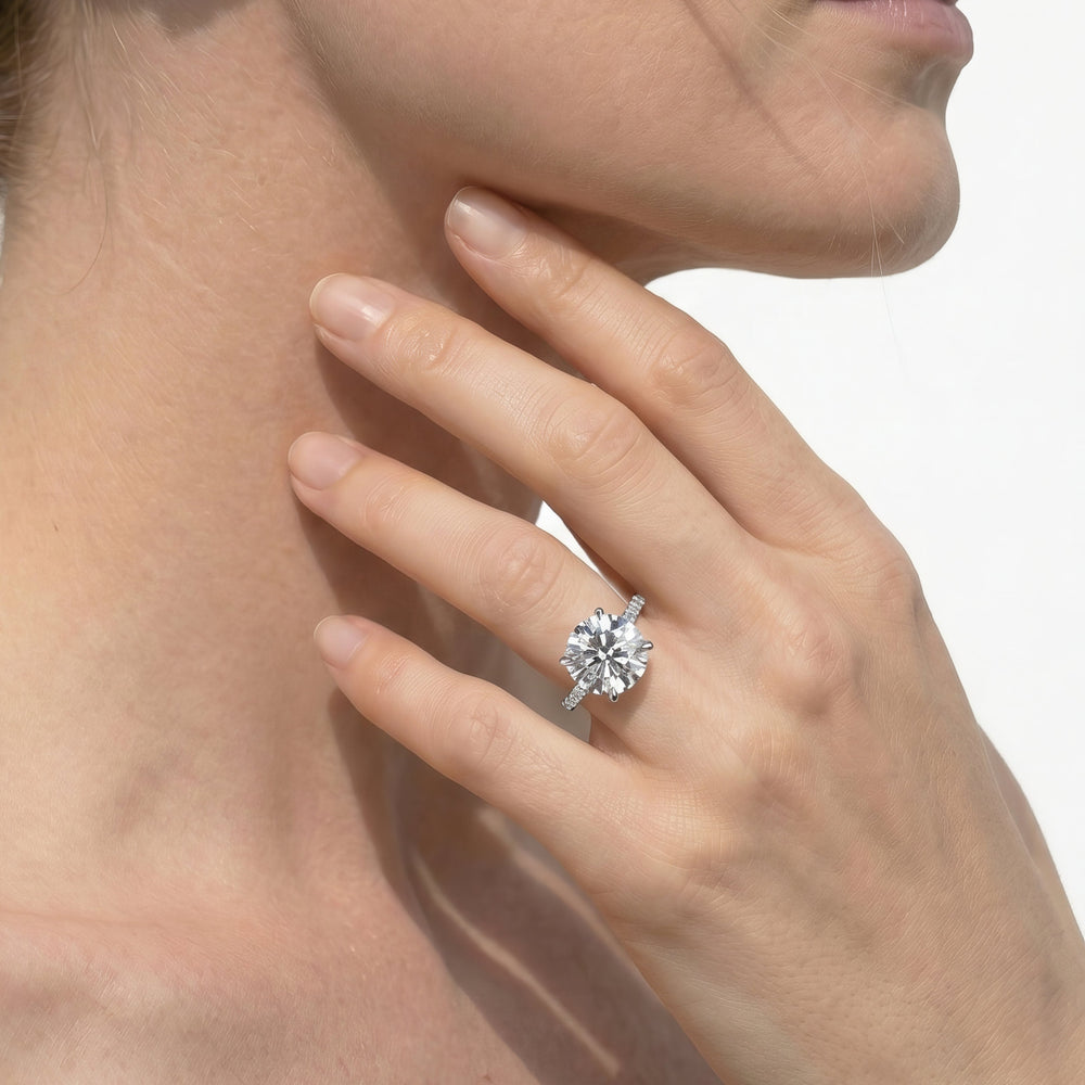 The Cassatt Domed Pave Engagement Ring with Oval Cut Diamond in 14KT Yellow Gold view 3
