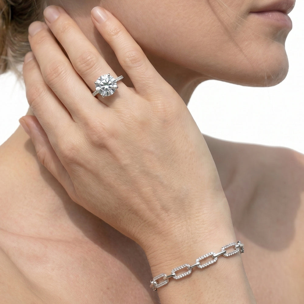 The Cassatt Domed Pave Engagement Ring with Emerald Cut Diamond in 14KT Rose Gold view 5
