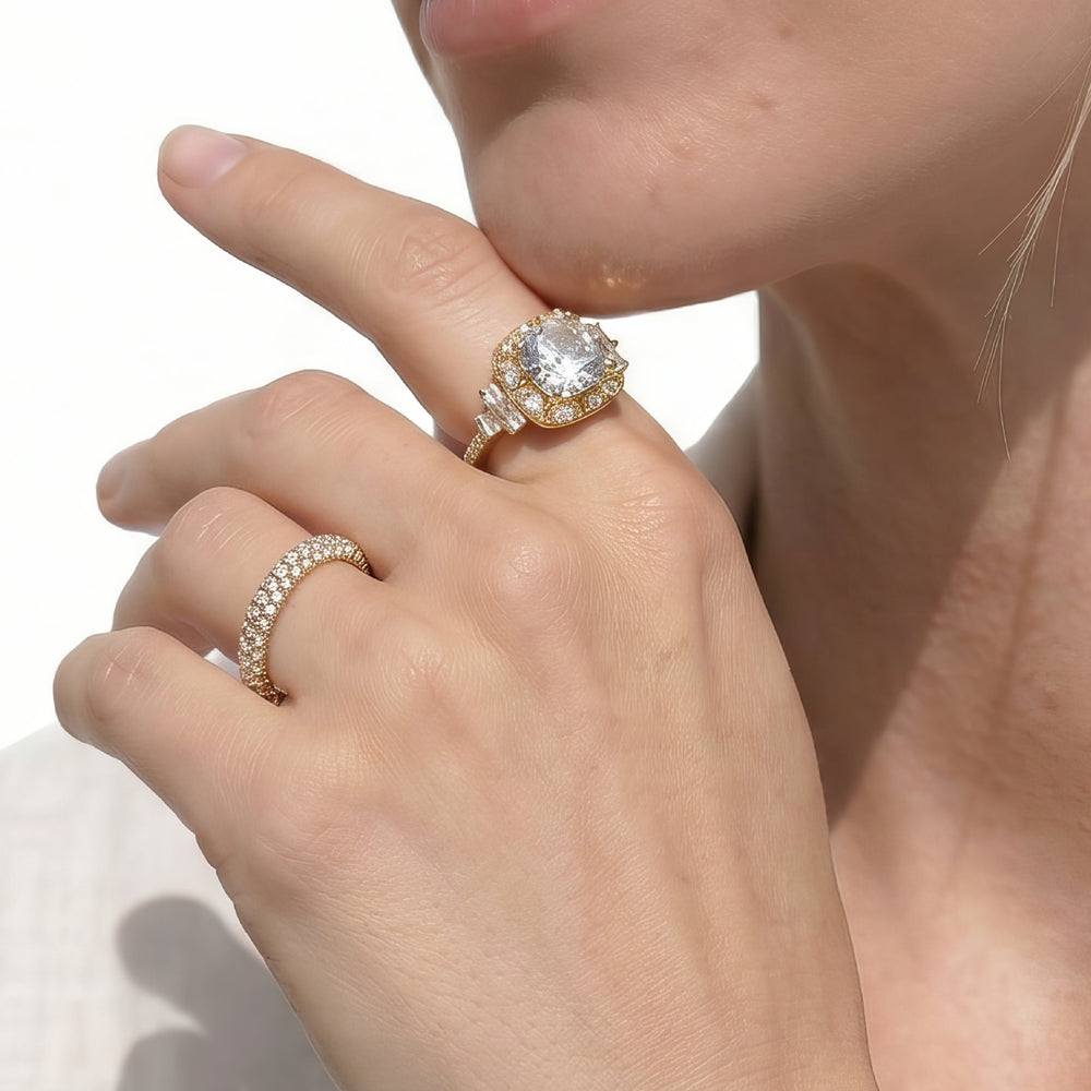 The Crown Ring with Cushion Cut Diamond in 14KT Rose Gold view 4
