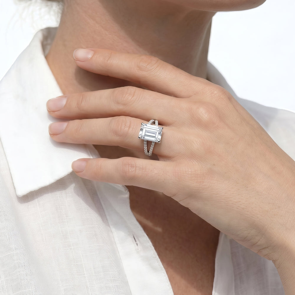 Elegance Split Shank Pave Engagement Ring with Marquise Cut Diamond in 14KT Yellow Gold view 2

