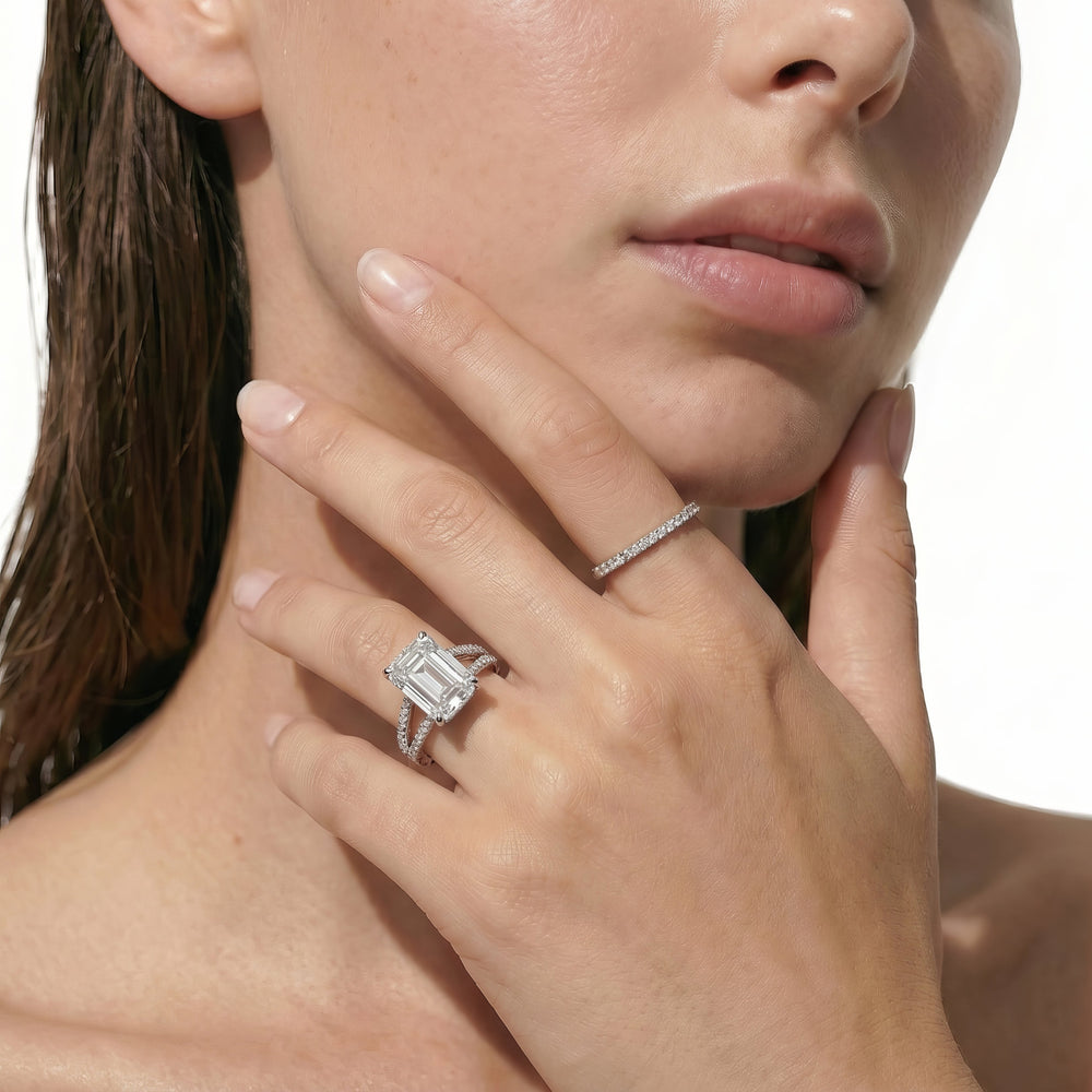 Elegance Split Shank Pave Engagement Ring with Pear Cut Diamond in 14KT Yellow Gold view 3
