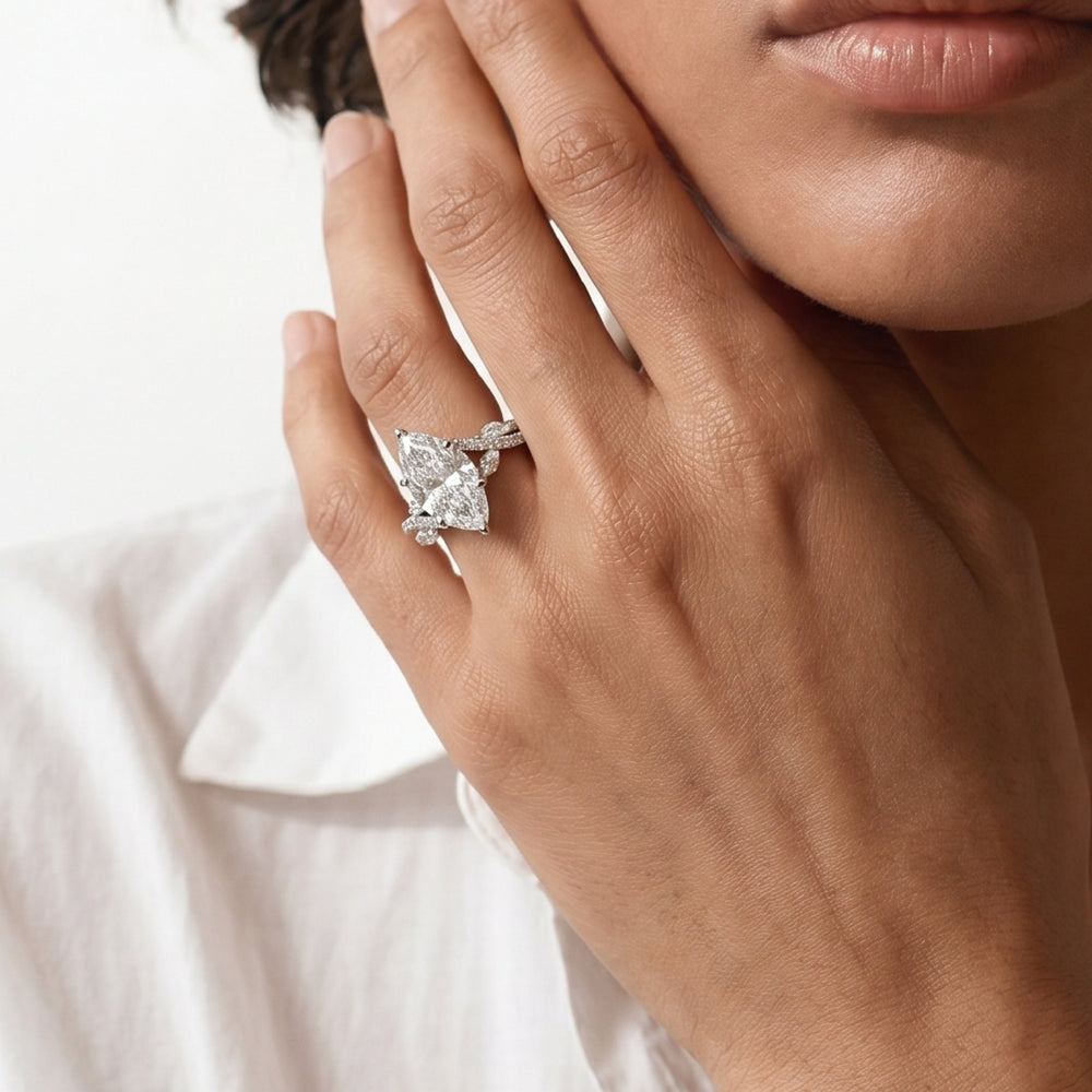 Enchanting Vine Engagement Ring with Round Cut Diamond in 14KT Platinum view 2
