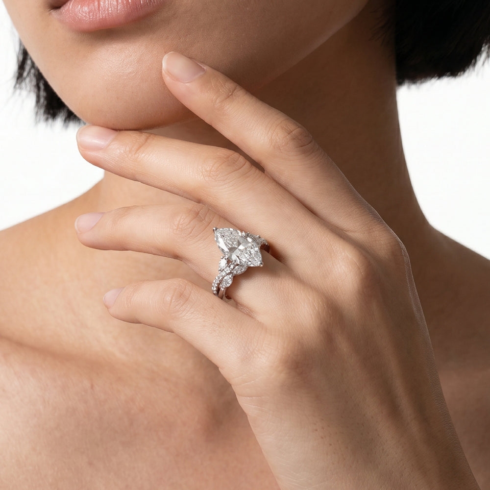 Enchanting Vine Engagement Ring with Marquise Cut Diamond in 14KT Platinum view 3
