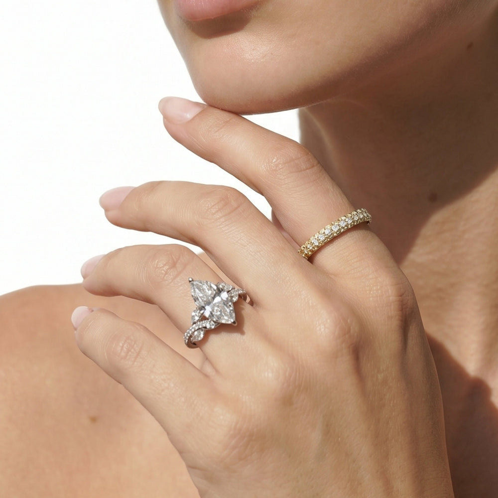 Enchanting Vine Engagement Ring with Marquise Cut Diamond in 14KT Platinum view 4
