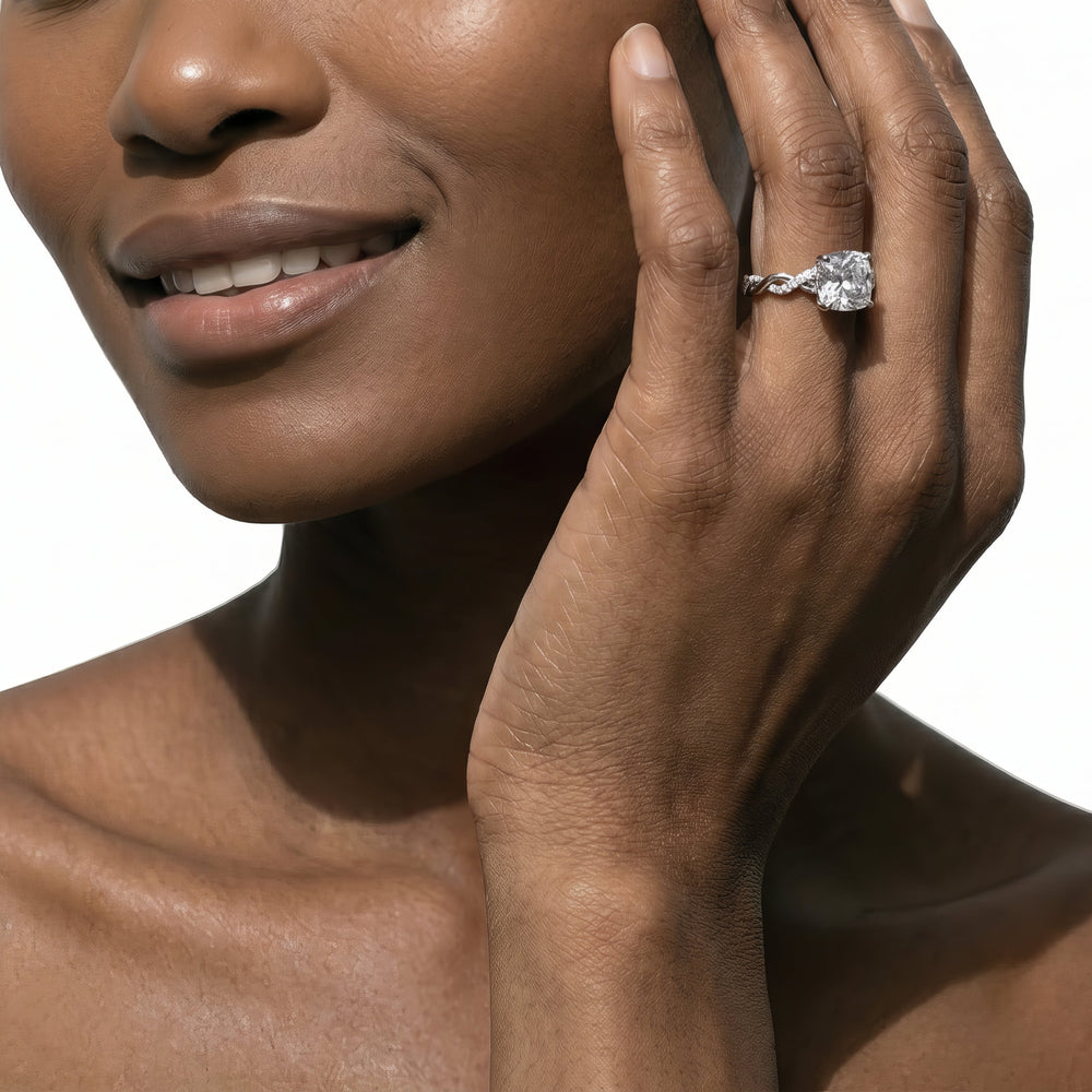 Fine Glamour Twisted Diamond Engagement Ring with Princess Cut Diamond in 14KT Yellow Gold view 2
