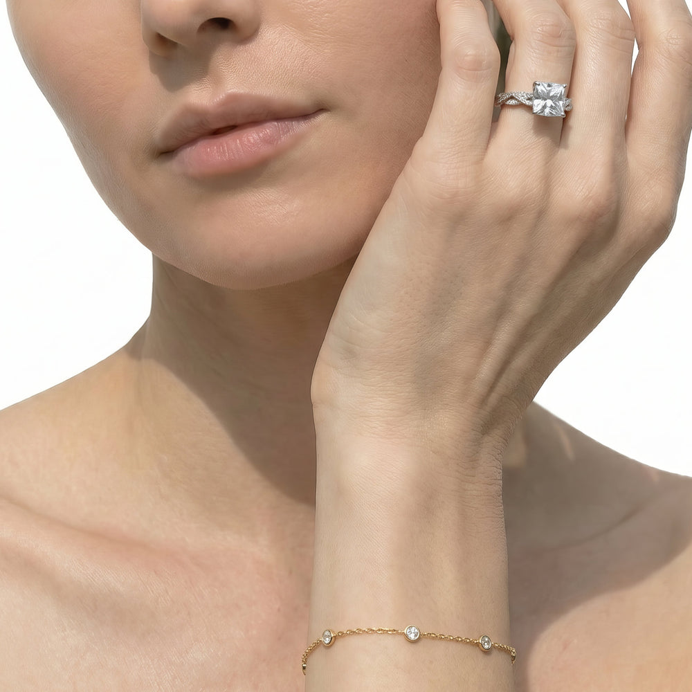 Fine Glamour Twisted Diamond Engagement Ring with Radiant Cut Diamond in 14KT Platinum view 3
